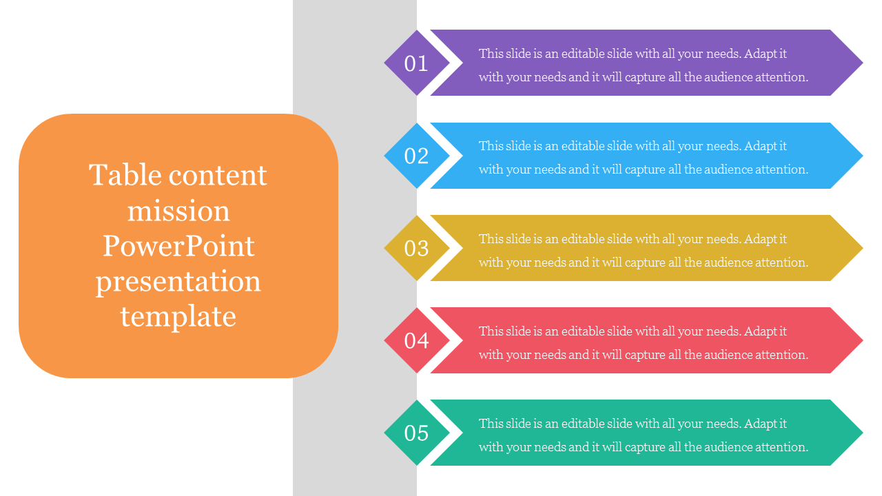 Table content mission PowerPoint presentation template